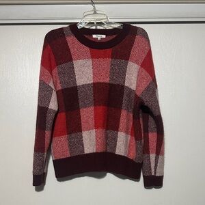 Madewell Plaid Sweater in Red and Pink